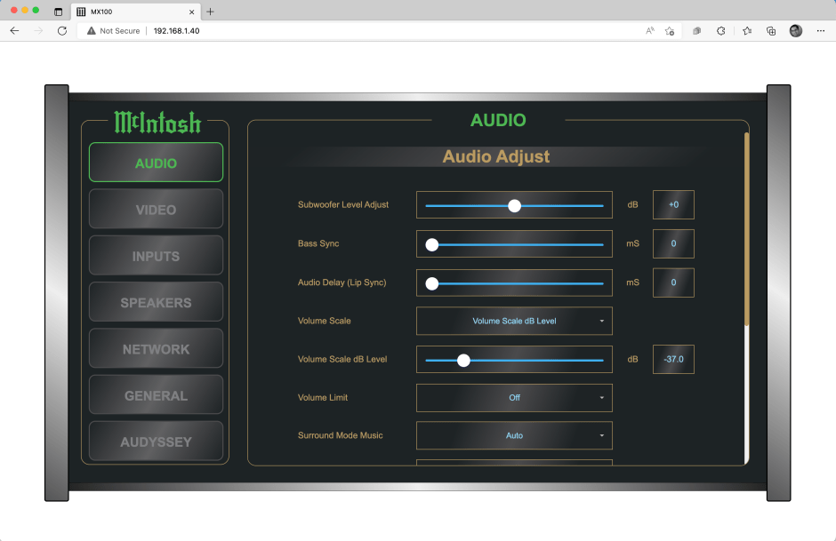 audio adjust screen